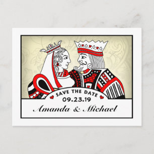 King & Queen Spielkarten Save the Date PostCard Ankündigungspostkarte