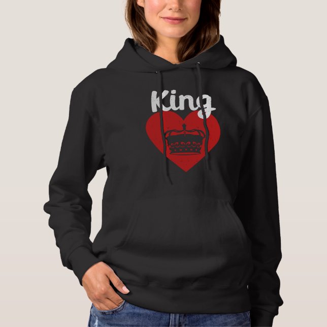 King Red Heart Crown Silhouette Couples Man Woman  Hoodie (Vorderseite)