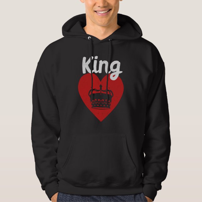 King Red Heart Crown Silhouette Couples Man Woman  Hoodie (Vorderseite)