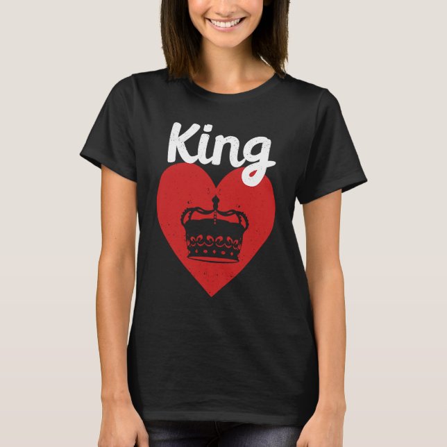 King Red Heart Crown Silhouette Couples Man Woman  T-Shirt (Vorderseite)