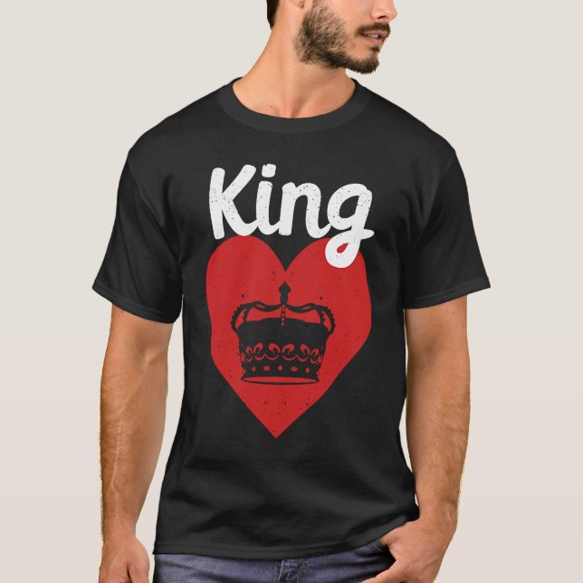 King Red Heart Crown Silhouette Couples Man Woman  T-Shirt (Vorderseite)