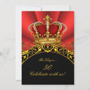 King Regal Red Queen Gold Royal Geburtstagsparty 2 Einladung