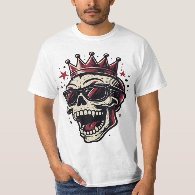King Rockstar Totenkopf mit Sonnenbrille T-Shirt (Vorderseite)