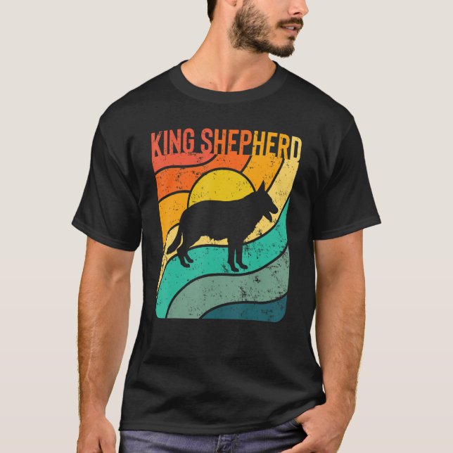 King Shepherd Vintag Sunset Mama Vater T-Shirt (Vorderseite)