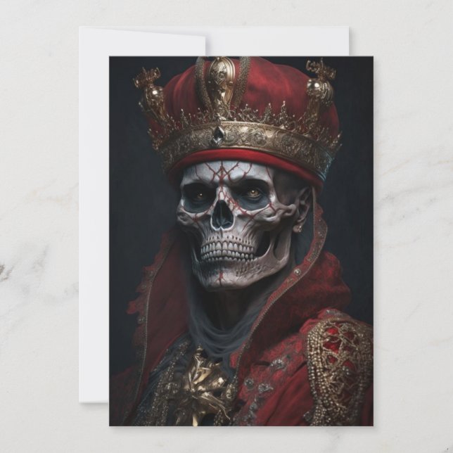 King Skeleton Grußkarte Feiertagskarte (Vorderseite)