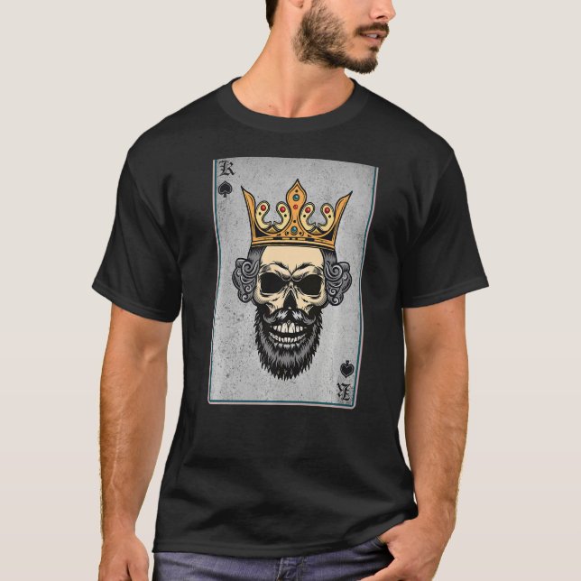 King Skull and Queen - 22 Card Hearts Flush Couple T-Shirt (Vorderseite)