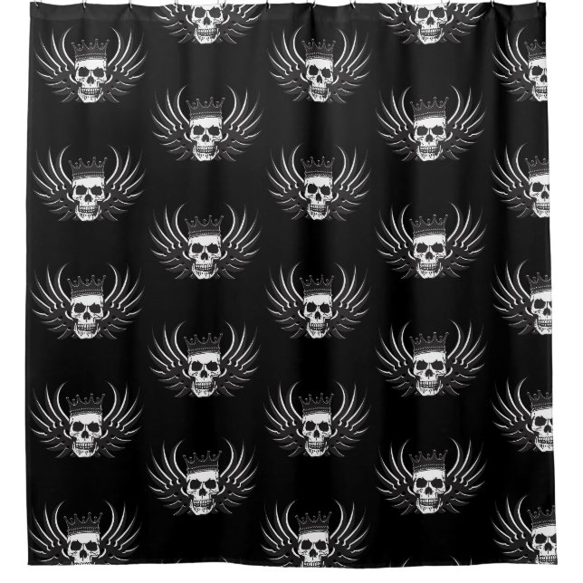 King Skull mit Flügeln Duschvorhang (Vorderseite)