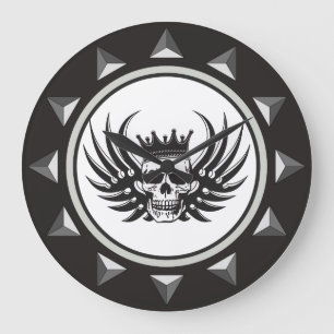 King Skull mit Flügeln Große Wanduhr