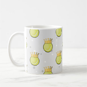 King Tennis - Nahtloses Muster auf grauem Hintergr Kaffeetasse
