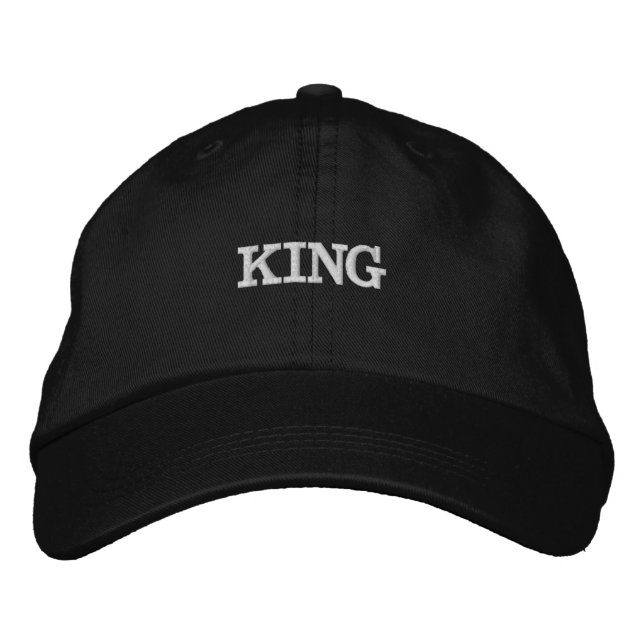 King Text Name Black Color Embroided Caps Hat Bestickte Baseballkappe (Vorderseite)