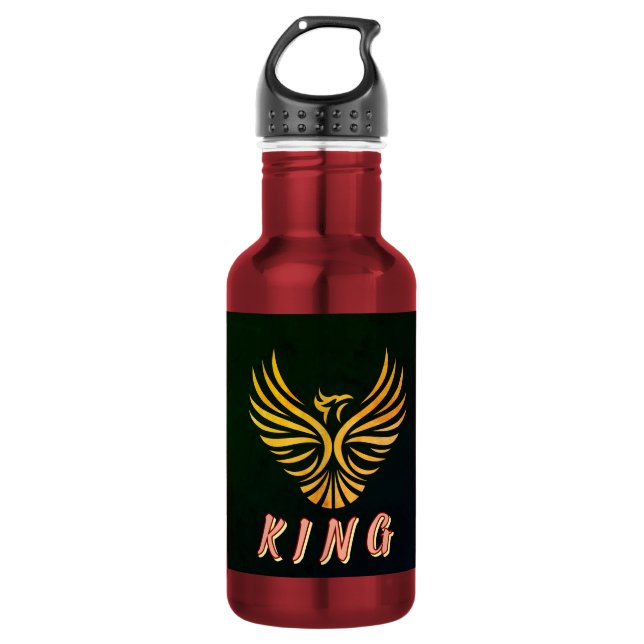 KING Text Phoenix-Vogel-Emblem Hydrationsbehälter Edelstahlflasche (Vorderseite)