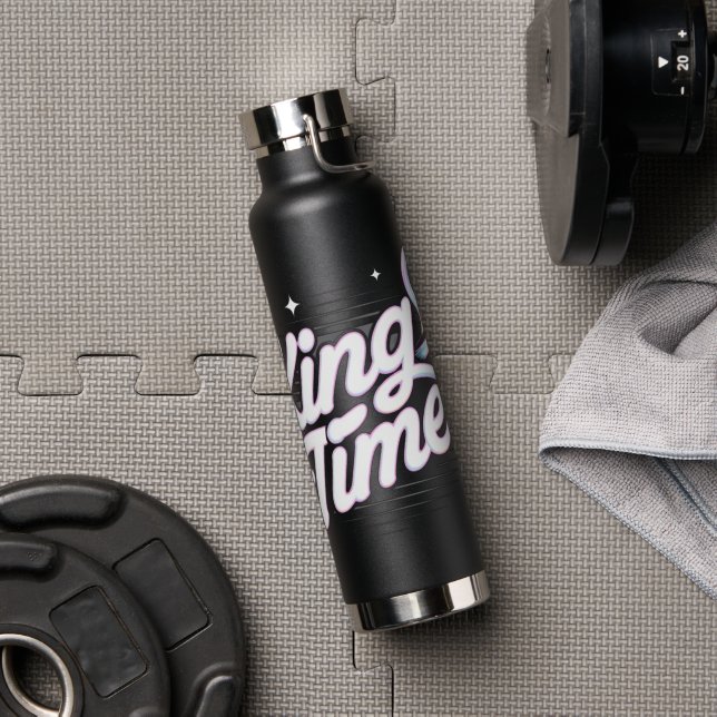 King Time Retro-Typografie Motivationsdesign Trinkflasche (Fitnessstudio)