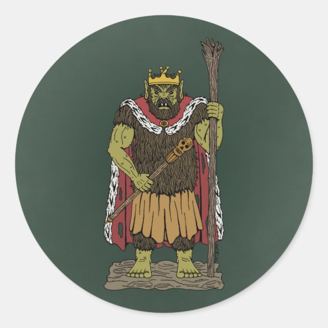 King Troll Runder Aufkleber (Vorderseite)