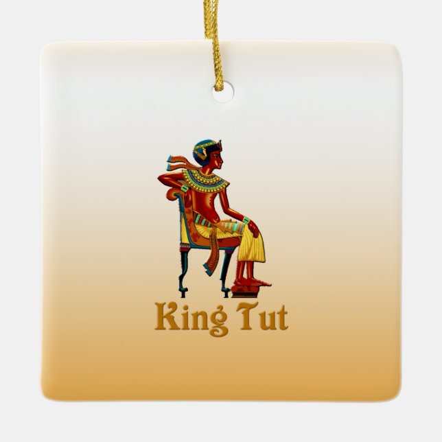 King Tut auf seinem Thron Keramikornament (Vorderseite)