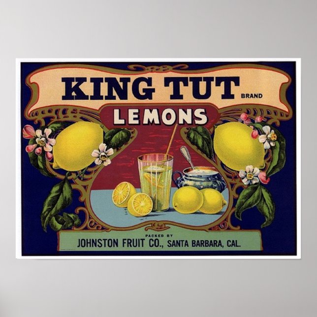 King Tut Brand Lemons Crate Label Poster (Vorne)