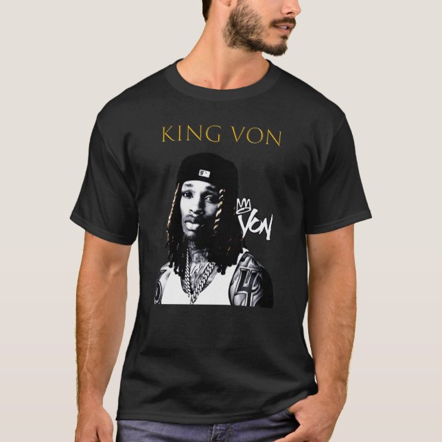 King Von BW Geschenk Freunde T-Shirt (Vorderseite)