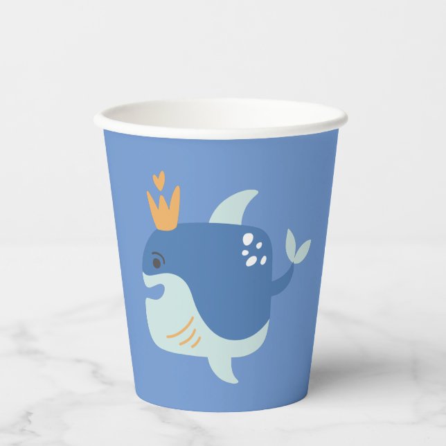 King Whale Sea Animals Kids Party Paper Cup Pappbecher (Vorderseite)
