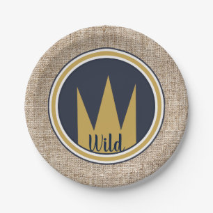 King Wild Thing Gold Crown Burlap Geburtstagsparty Pappteller