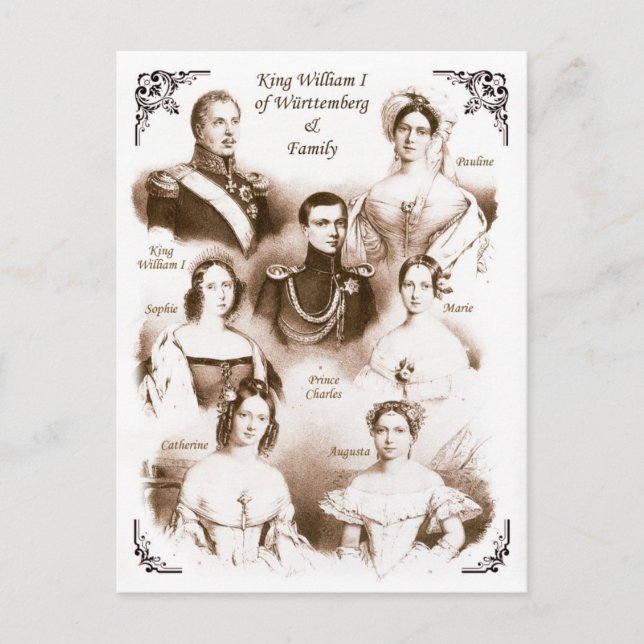 King William I. von Württemberg & Family Postkarte (Vorderseite)