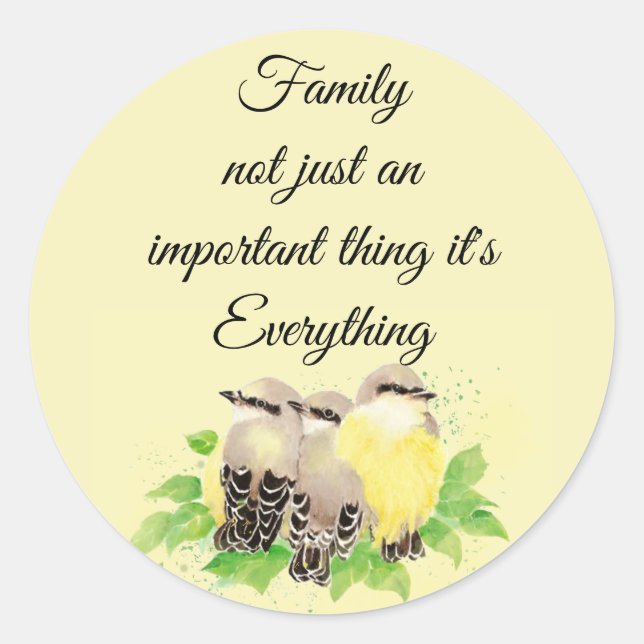 Kingbird Inspiration Family Quote Art Runder Aufkleber (Vorderseite)