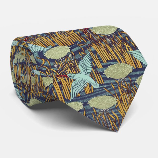 KINGFISCHER UND BLUMENDE RUSSISCHE Jugendstil-Flor Krawatte (Gerollt)