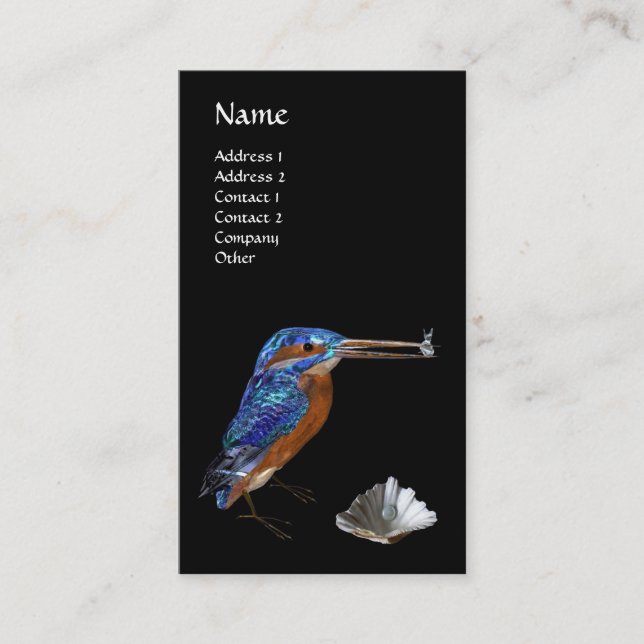 KINGFISCHEREIMONOGRAM, Electric Blue, Black Visitenkarte (Vorderseite)