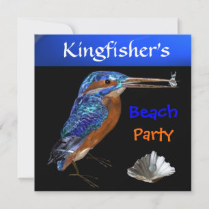 KINGFISHER BEACH PARTY, blau Einladung