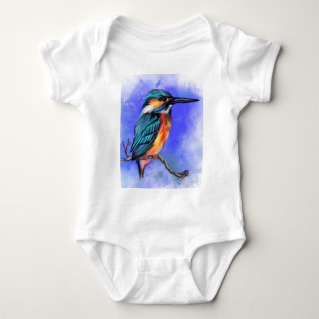 Kingfisher Bird Baby Bodysuit Strampler (Vorderseite)