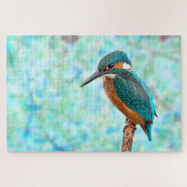 Kingfisher Bird Blue Abstrakt Puzzle (Horizontal)