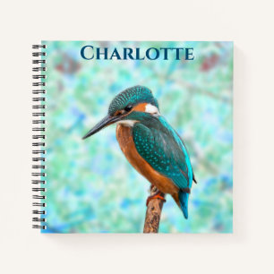 Kingfisher Bird Blue Abstrakt Vorname Notizbuch