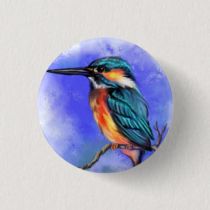 Kingfisher Bird Button - Malerei