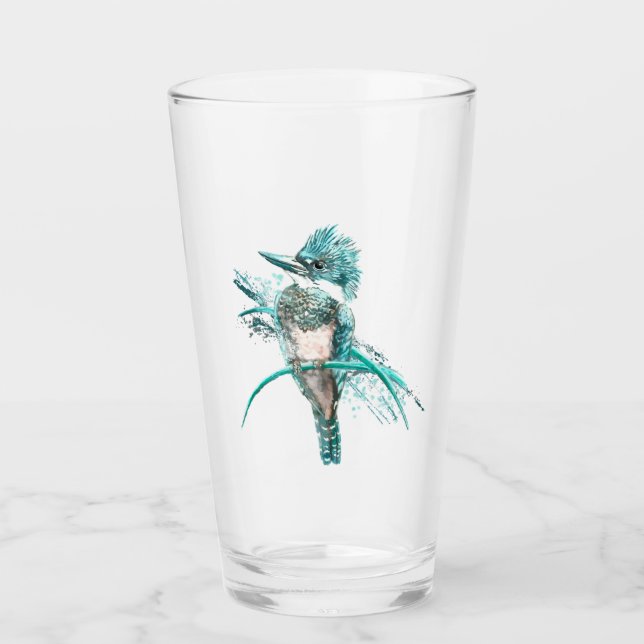 Kingfisher Bird Graphic Art Wildlife Animal Art Glas (Vorderseite)