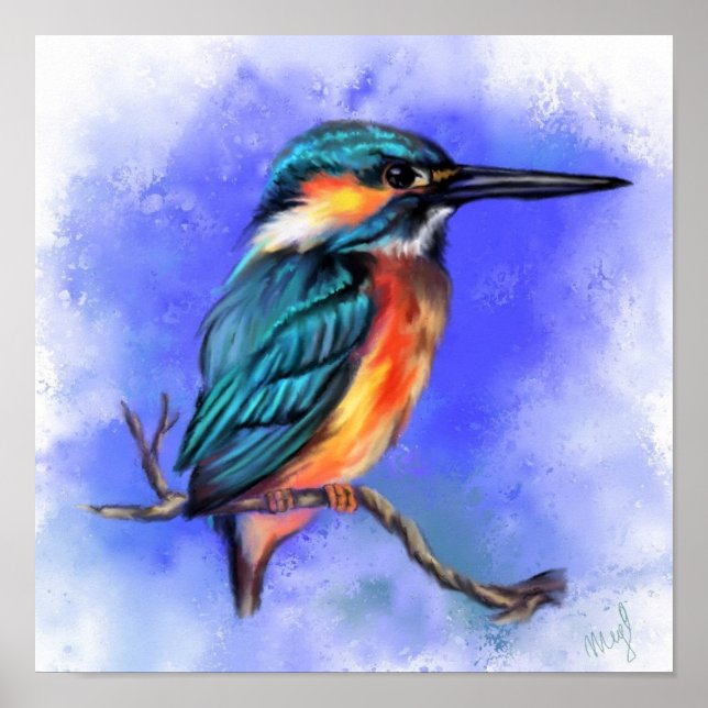 Kingfisher Bird Poster - Malerei (Vorne)