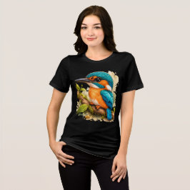 Kingfisher Bird T-Shirt Colorful Wildlife Art Tri-Blend Shirt
