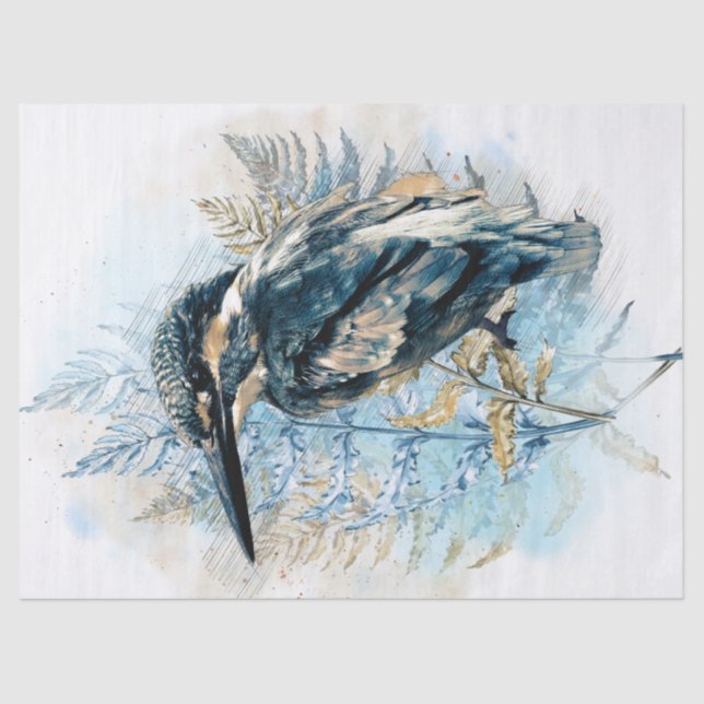 Kingfisher Bird Watercolor Art Seidenpapier (Vorderseite)