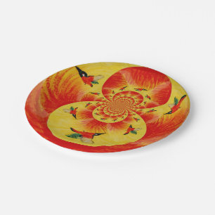 Kingfisher Birds Muster Orange, gelb Pappteller