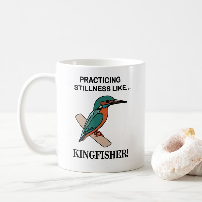 Kingfisher, der die Stille wie Kingfisher praktizi Kaffeetasse (Mit Donut)