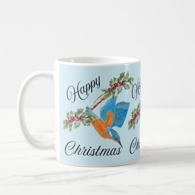 Kingfisher diving Christmas Coffee Tasse (Links)