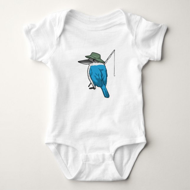 Kingfisher Fisher Angelrute Baby Strampler (Vorderseite)