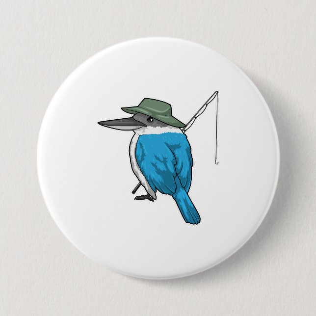 Kingfisher Fisher Angelrute Button (Vorderseite)