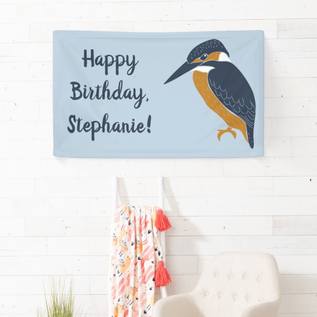 Kingfisher Illustration Bird Lovers Party Banner (Insitu)