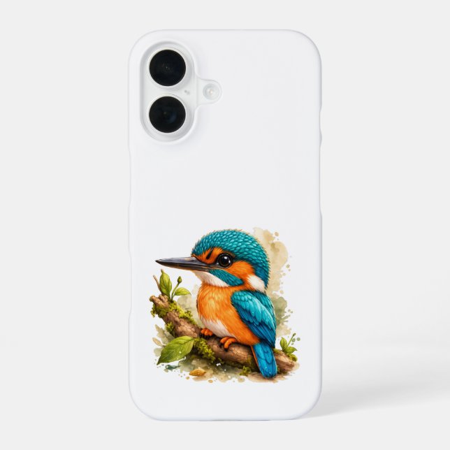 Kingfisher iPhone Case – Colorful Bird Art 16 Hülle (Rückseite)