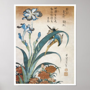 Kingfisher mit Ire, Hokusai, 1834 Poster