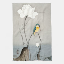 Kingfisher mit Lotus Blume - Ohara Koson -  Geschirrtuch