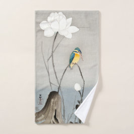Kingfisher mit Lotus Blume - Ohara Koson - Hand Handtuch