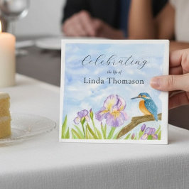  Kingfisher Purple Irises Celebration of Life Serviette