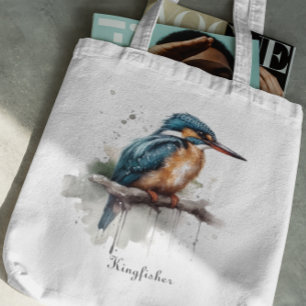 Kingfisher sitzend auf einem Zweig, anpassbar Tragetasche