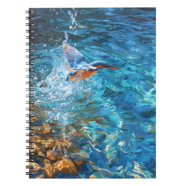 Kingfisher Splashing Clear Blue Water Art Notizblock (Vorderseite)