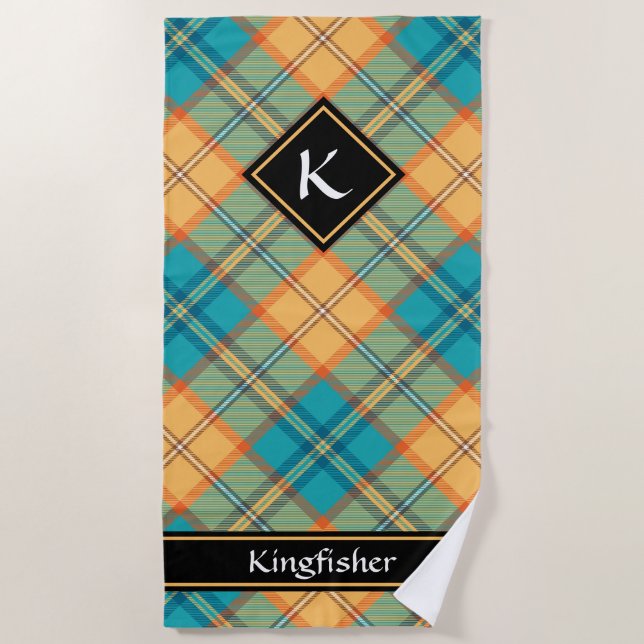 Kingfisher Tartan Beach Handtuch (Vorderseite)