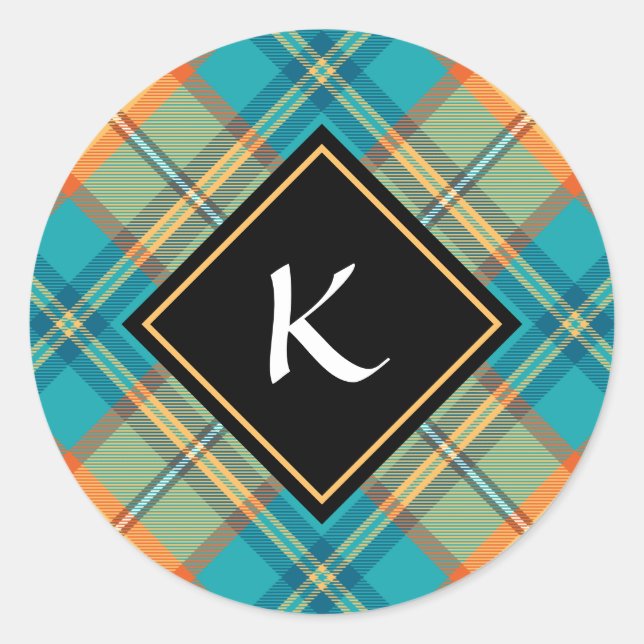 Kingfisher Tartan Classic Round Sticker (Vorderseite)
